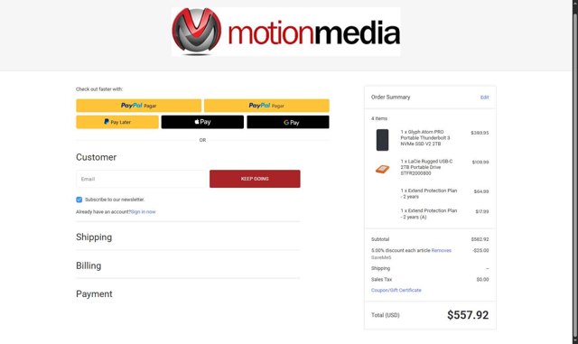 Motion Media checkout page showing Motion Media coupon code box | Screenshot taken by SimplyCodes community member on Aug 2, 2025