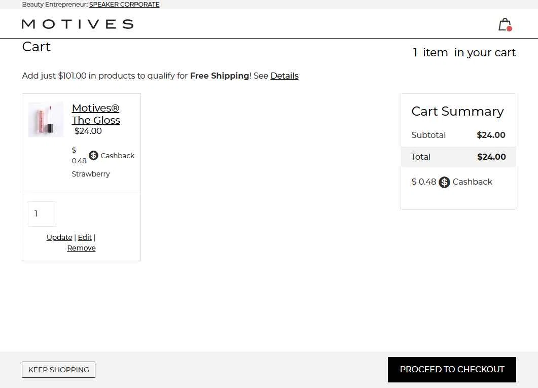 Motives checkout page showing Motives promo code box | Screenshot taken by SimplyCodes community member on Dec 7, 2025