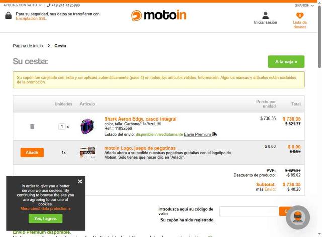 Motoin checkout page showing Motoin discount code box | Screenshot taken by SimplyCodes community member on May 9, 2025