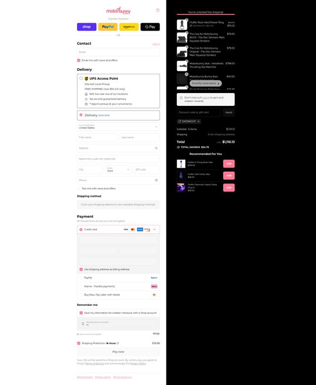 Motorbunny checkout page showing Motorbunny discount code box | Screenshot taken by SimplyCodes community member on Aug 31, 2025