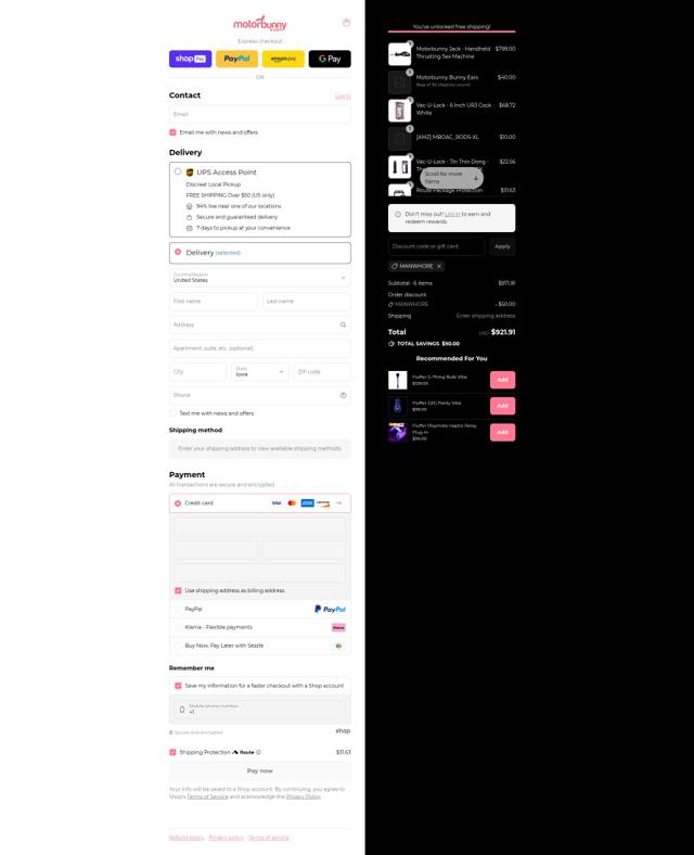 Motorbunny checkout page showing Motorbunny discount code box | Screenshot taken by SimplyCodes community member on Jul 5, 2025