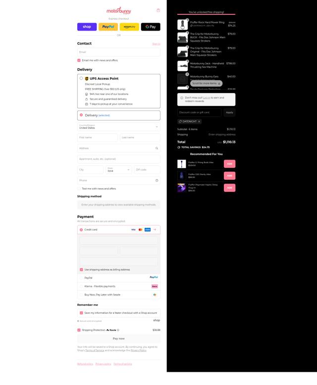 Motorbunny checkout page showing Motorbunny discount code box | Screenshot taken by SimplyCodes community member on Sep 13, 2025