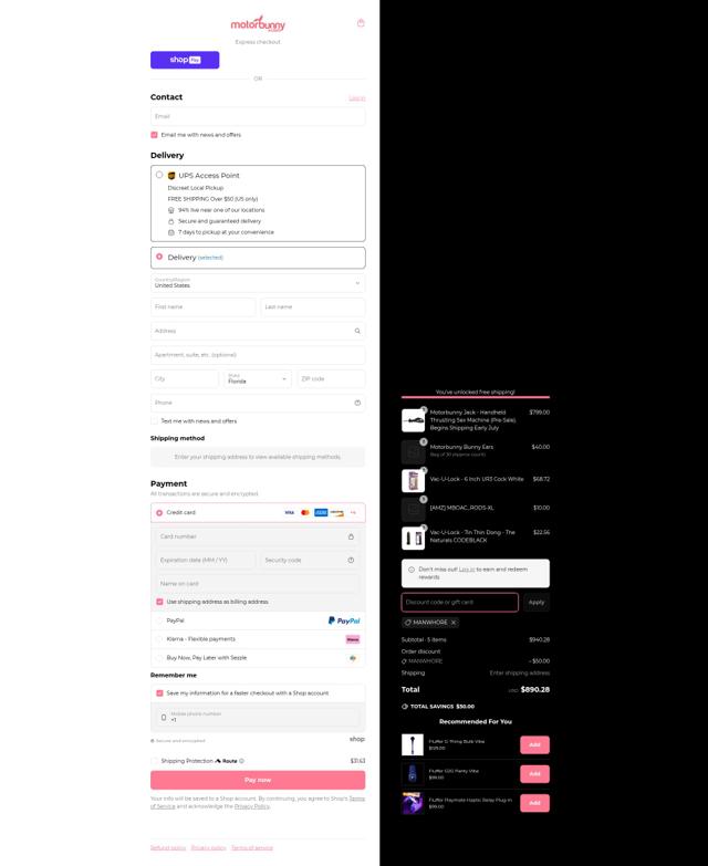 Motorbunny checkout page showing Motorbunny discount code box | Screenshot taken by SimplyCodes community member on Jun 22, 2025