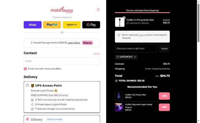 Motorbunny checkout page showing Motorbunny discount code box | Screenshot taken by SimplyCodes community member on Aug 30, 2025