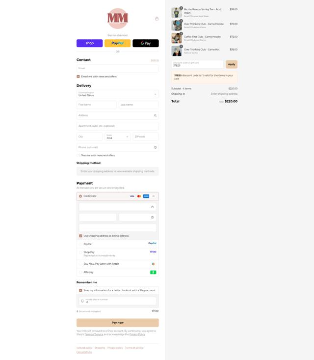 Mountain Moverz checkout page showing Mountain Moverz coupon code box | Screenshot taken by SimplyCodes community member on Sep 14, 2025