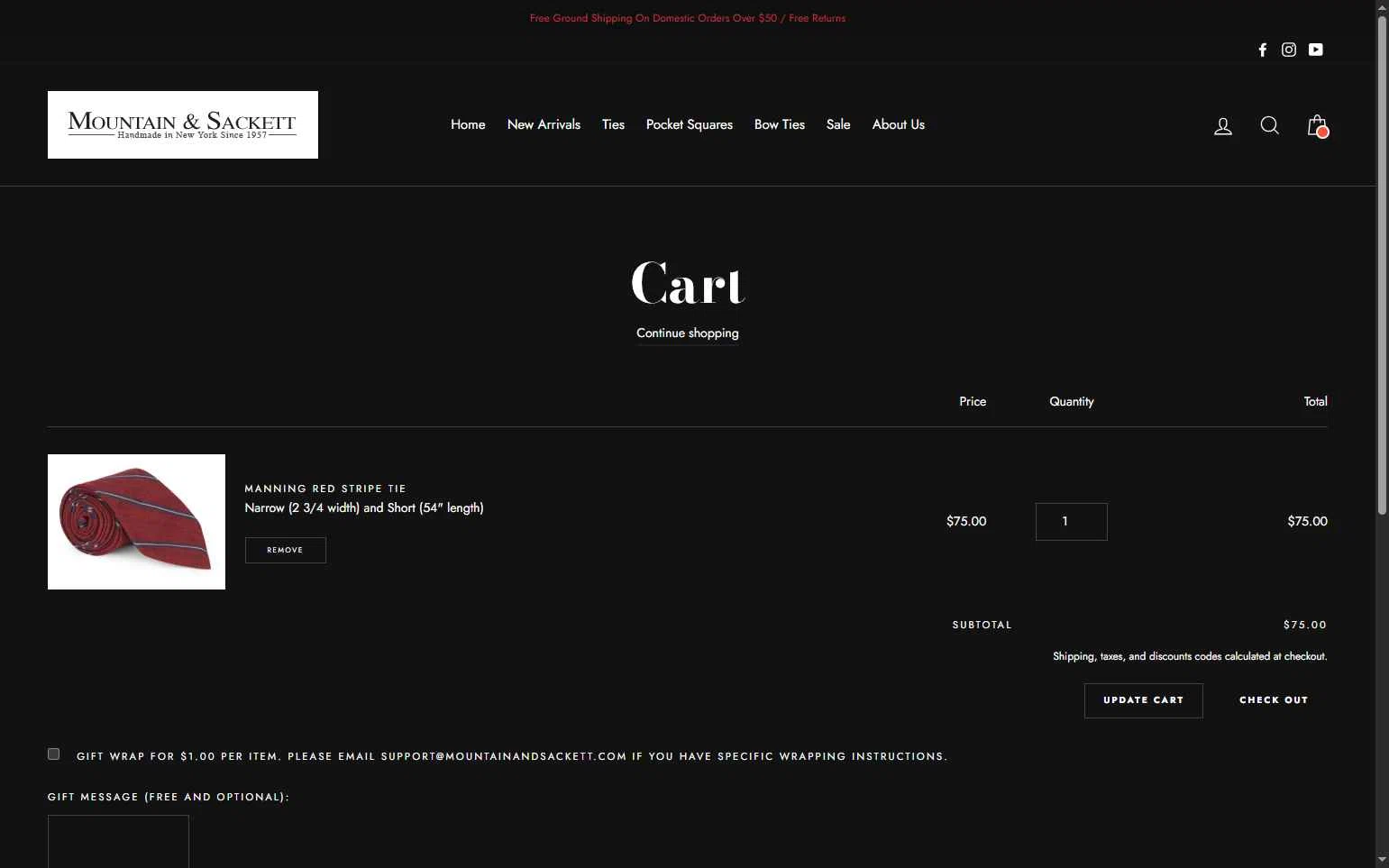 Mountain & Sackett checkout page showing Mountain & Sackett promo code box | Screenshot taken by SimplyCodes community member on Dec 23, 2025