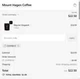 Mount Hagen Coffee coupon verification screenshot