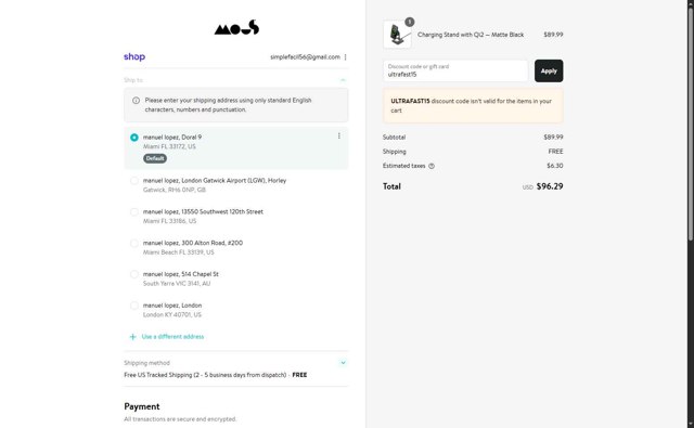 Mous checkout page showing Mous discount code box | Screenshot taken by SimplyCodes community member on Sep 5, 2025