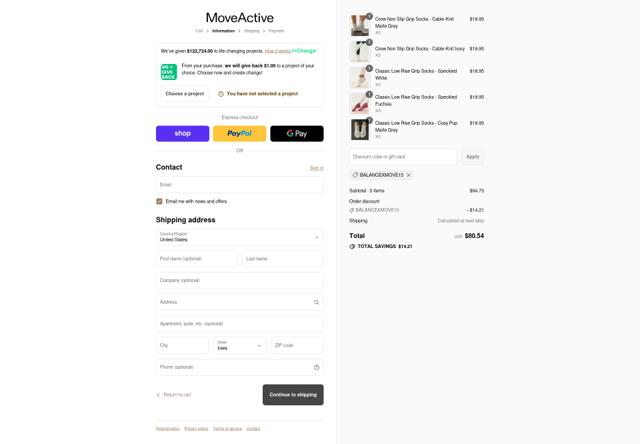 Move Active checkout page showing Move Active discount code box | Screenshot taken by SimplyCodes community member on Sep 10, 2025