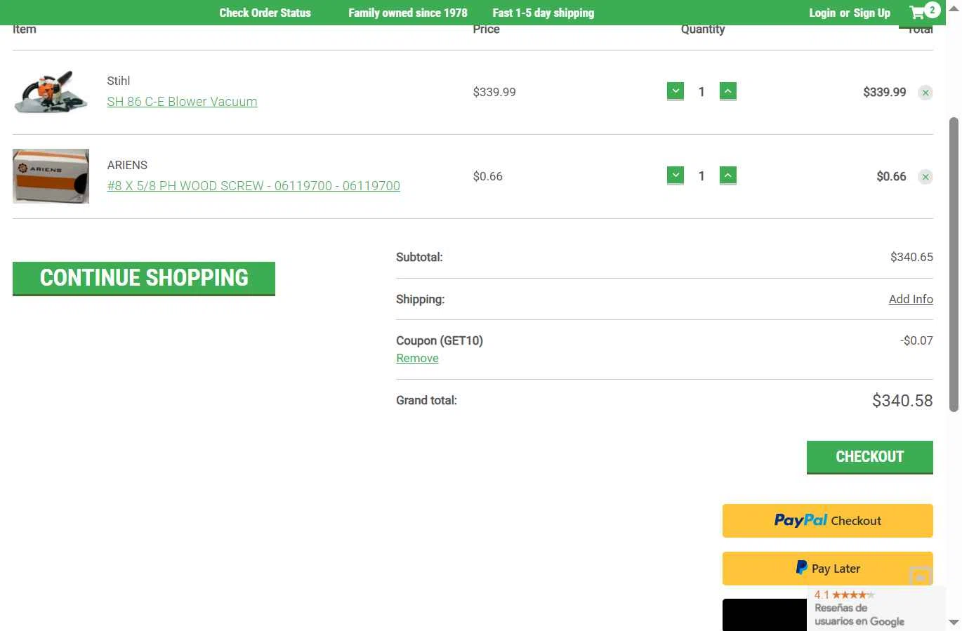 Mowpart checkout page showing Mowpart coupon code box | Screenshot taken by SimplyCodes community member on Aug 25, 2025