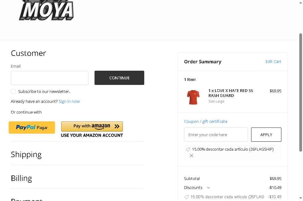 Moya Brand checkout page showing Moya Brand discount code box | Screenshot taken by SimplyCodes community member on Feb 5, 2026