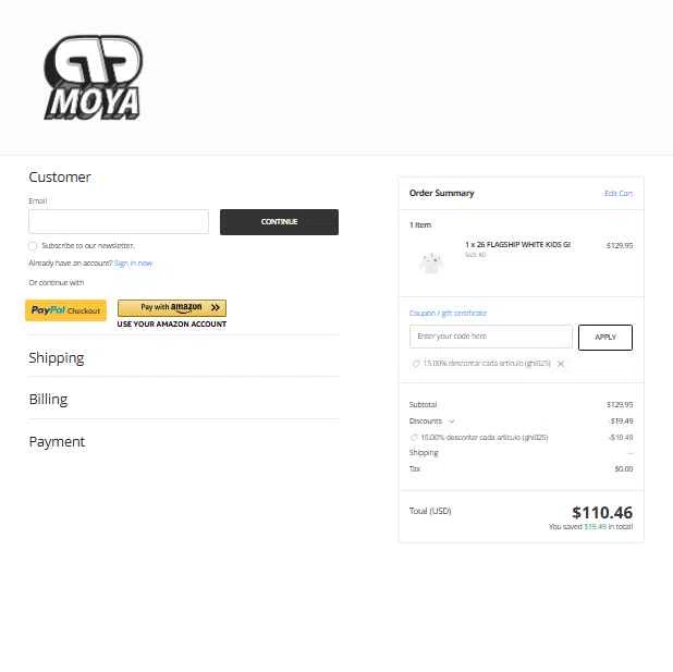 Moya Brand checkout page showing Moya Brand discount code box | Screenshot taken by SimplyCodes community member on Feb 7, 2026