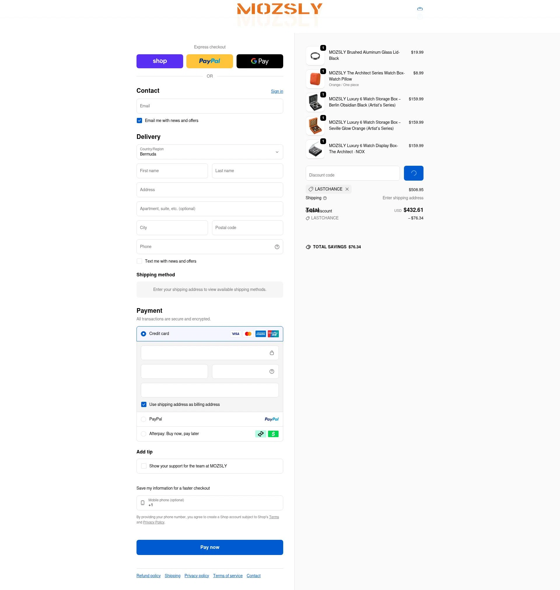Mozsly checkout page showing Mozsly discount code box | Screenshot taken by SimplyCodes community member on Feb 21, 2026