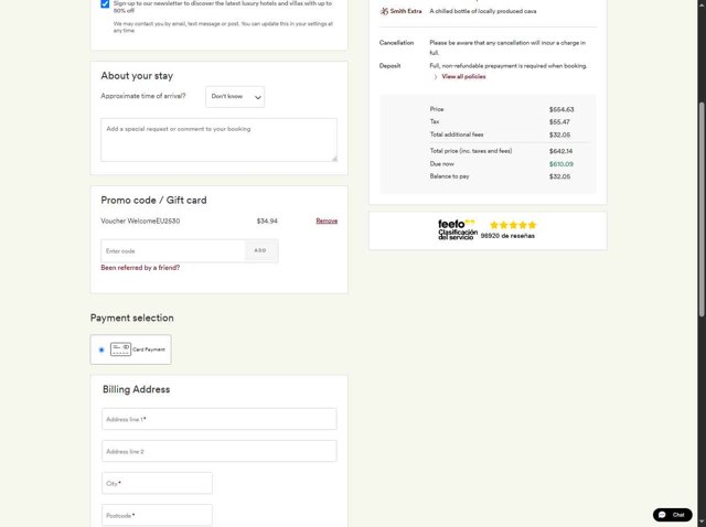 Mr and Mrs Smith checkout page showing Mr and Mrs Smith promo code box | Screenshot taken by SimplyCodes community member on Aug 11, 2025