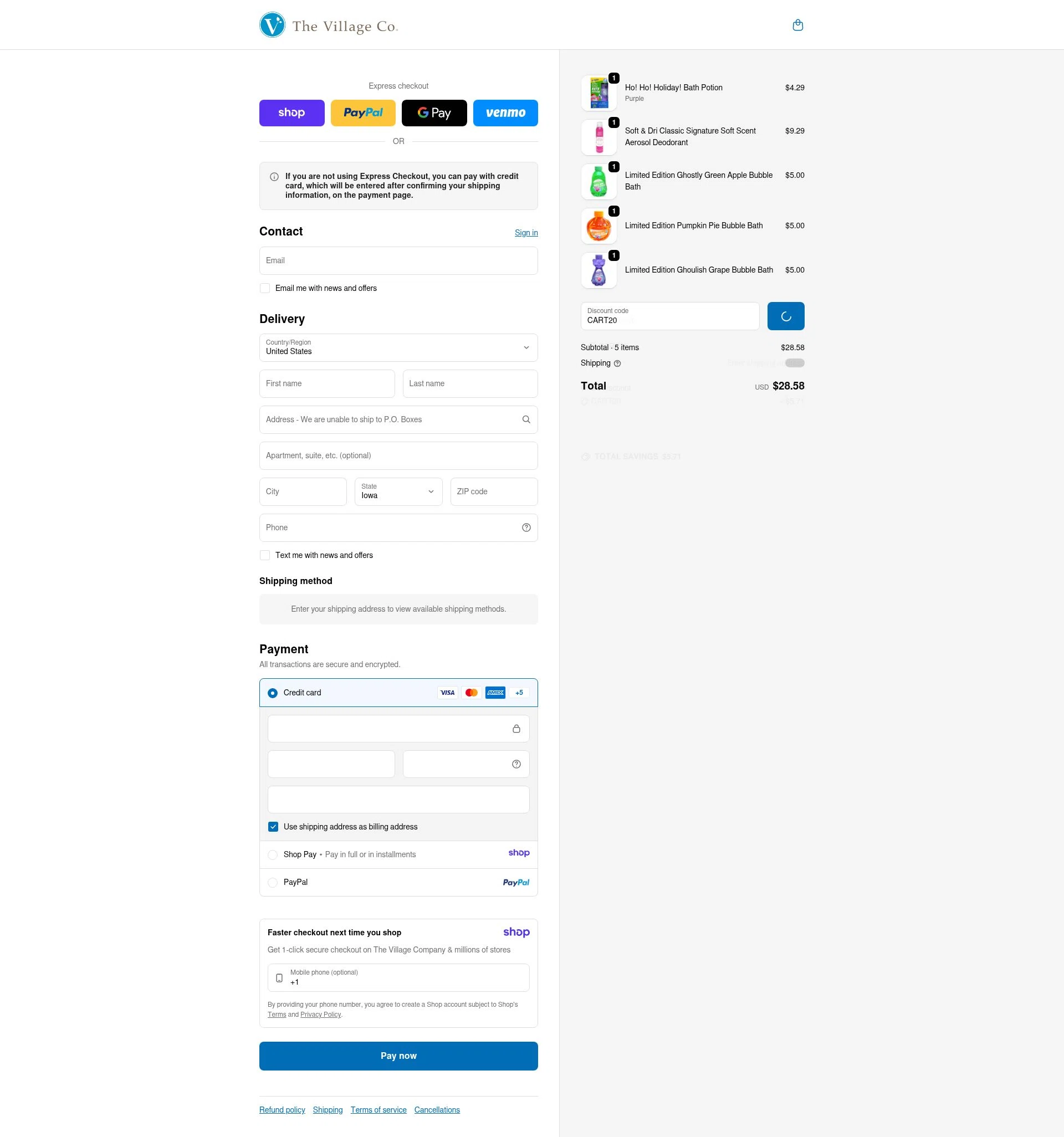 Mr. Bubble checkout page showing Mr. Bubble promo code box | Screenshot taken by SimplyCodes community member on Jan 8, 2026
