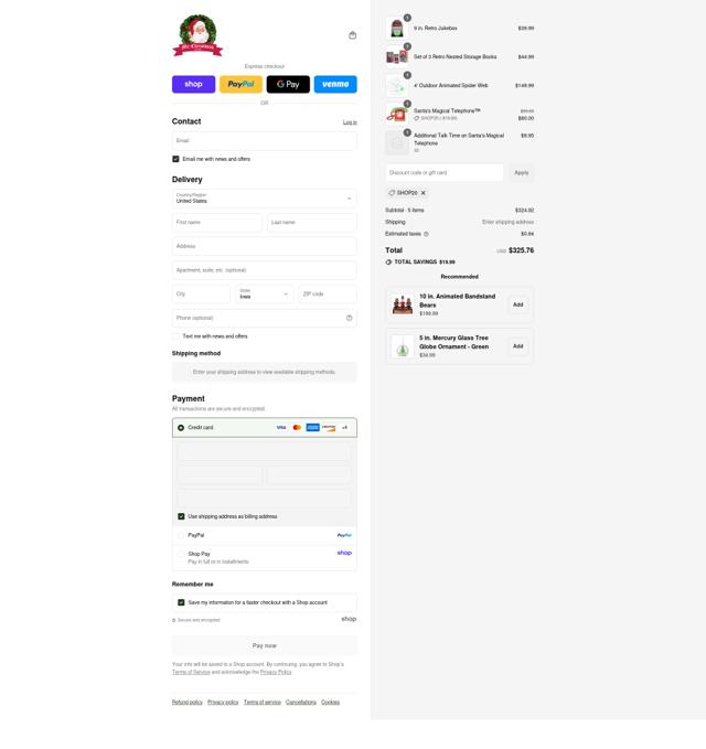 Mr. Christmas checkout page showing Mr. Christmas promo code box | Screenshot taken by SimplyCodes community member on Sep 3, 2025