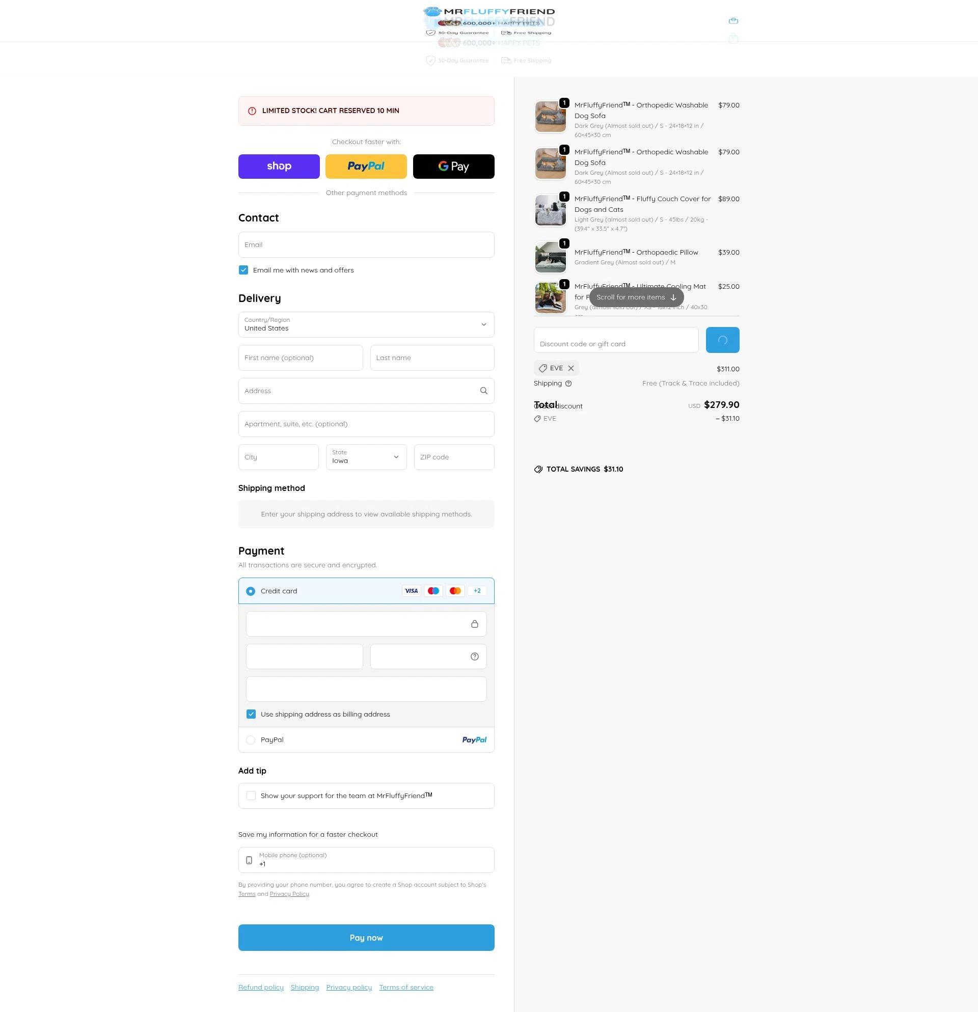 MrFluppyFriend checkout page showing MrFluppyFriend promo code box | Screenshot taken by SimplyCodes community member on Feb 1, 2026
