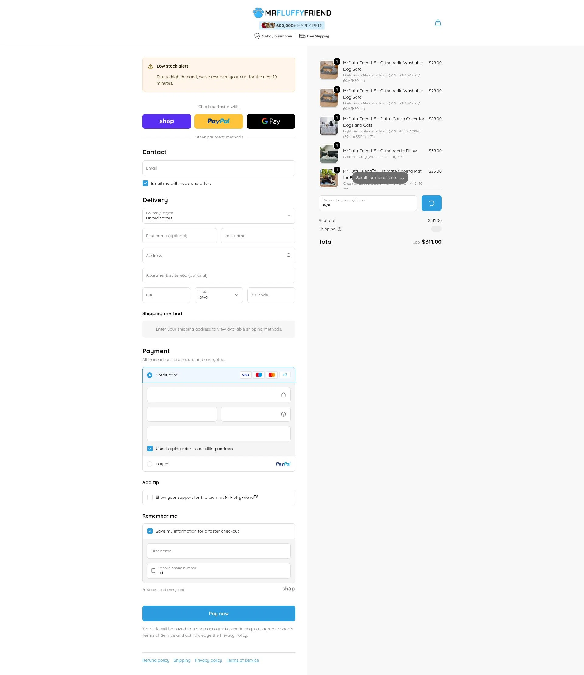 MrFluppyFriend checkout page showing MrFluppyFriend promo code box | Screenshot taken by SimplyCodes community member on Jan 23, 2026
