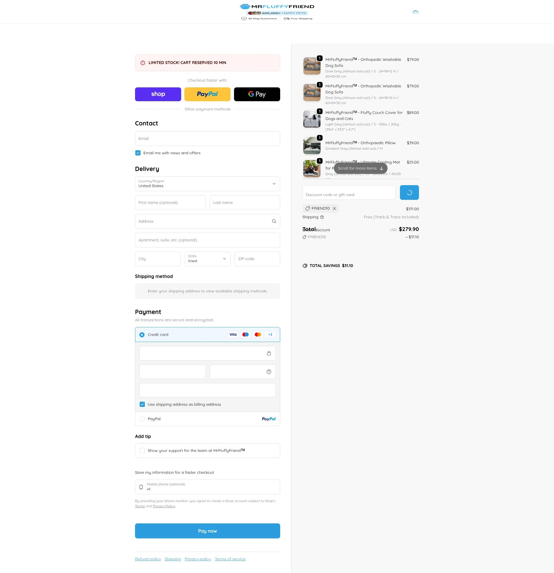 MrFluppyFriend checkout page showing MrFluppyFriend promo code box | Screenshot taken by SimplyCodes community member on Feb 1, 2026