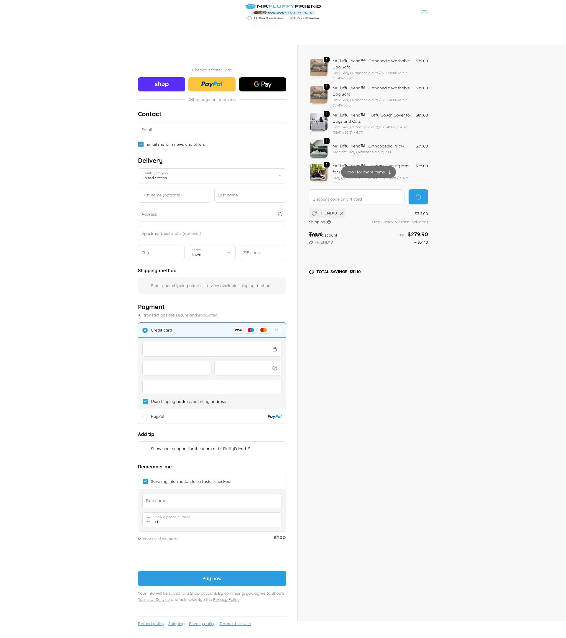 MrFluppyFriend checkout page showing MrFluppyFriend promo code box | Screenshot taken by SimplyCodes community member on Jan 27, 2026