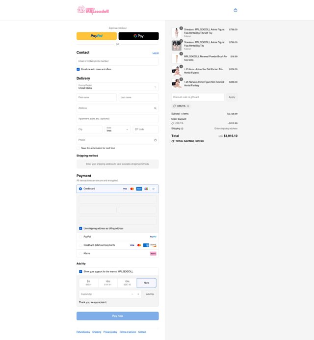 MRL sex doll checkout page showing MRL sex doll promo code box | Screenshot taken by SimplyCodes community member on Sep 4, 2025