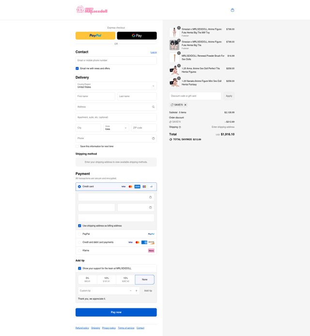 MRL sex doll checkout page showing MRL sex doll promo code box | Screenshot taken by SimplyCodes community member on Sep 4, 2025