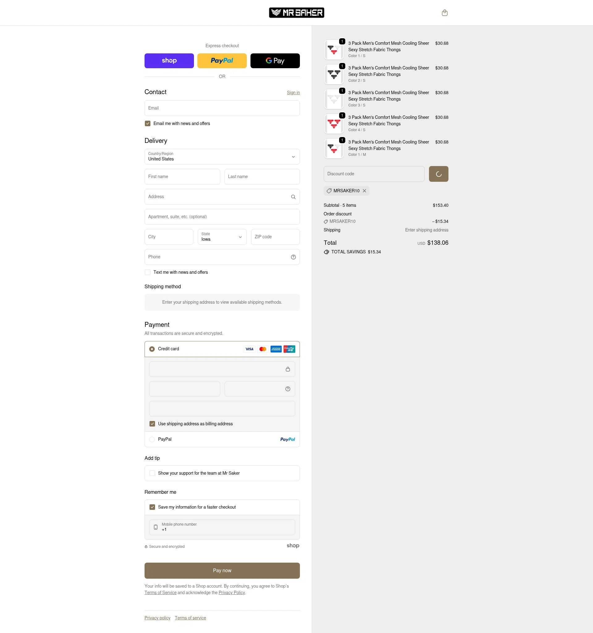 Mr Saker checkout page showing Mr Saker discount code box | Screenshot taken by SimplyCodes community member on Jan 25, 2026