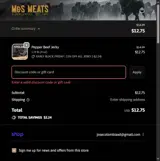 M&S Meats coupon verification screenshot