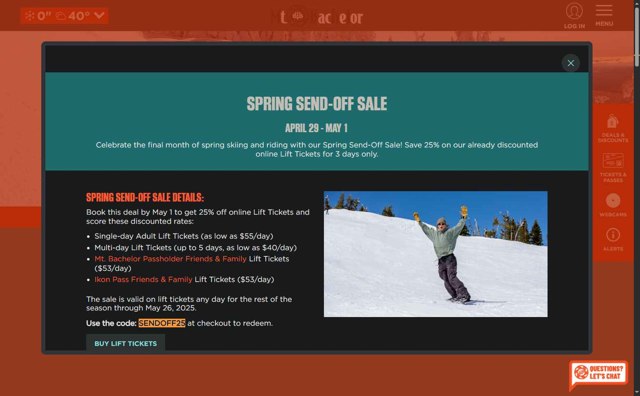 Mt. Bachelor checkout page showing Mt. Bachelor discount code box | Screenshot taken by SimplyCodes community member on May 8, 2025
