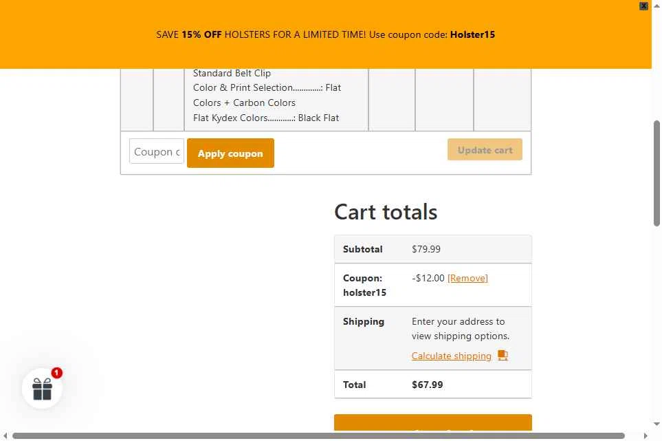 Muddy River Tactical checkout page showing Muddy River Tactical promo code box | Screenshot taken by SimplyCodes community member on Feb 13, 2026