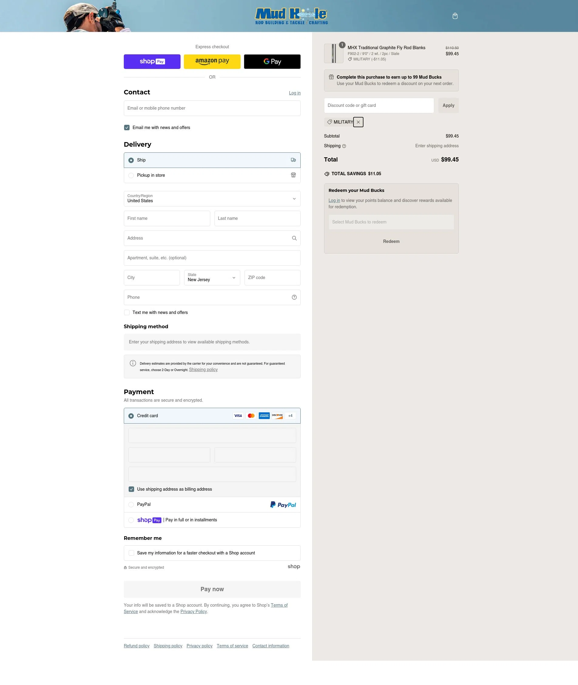 where to use Mud Hole promo code box
