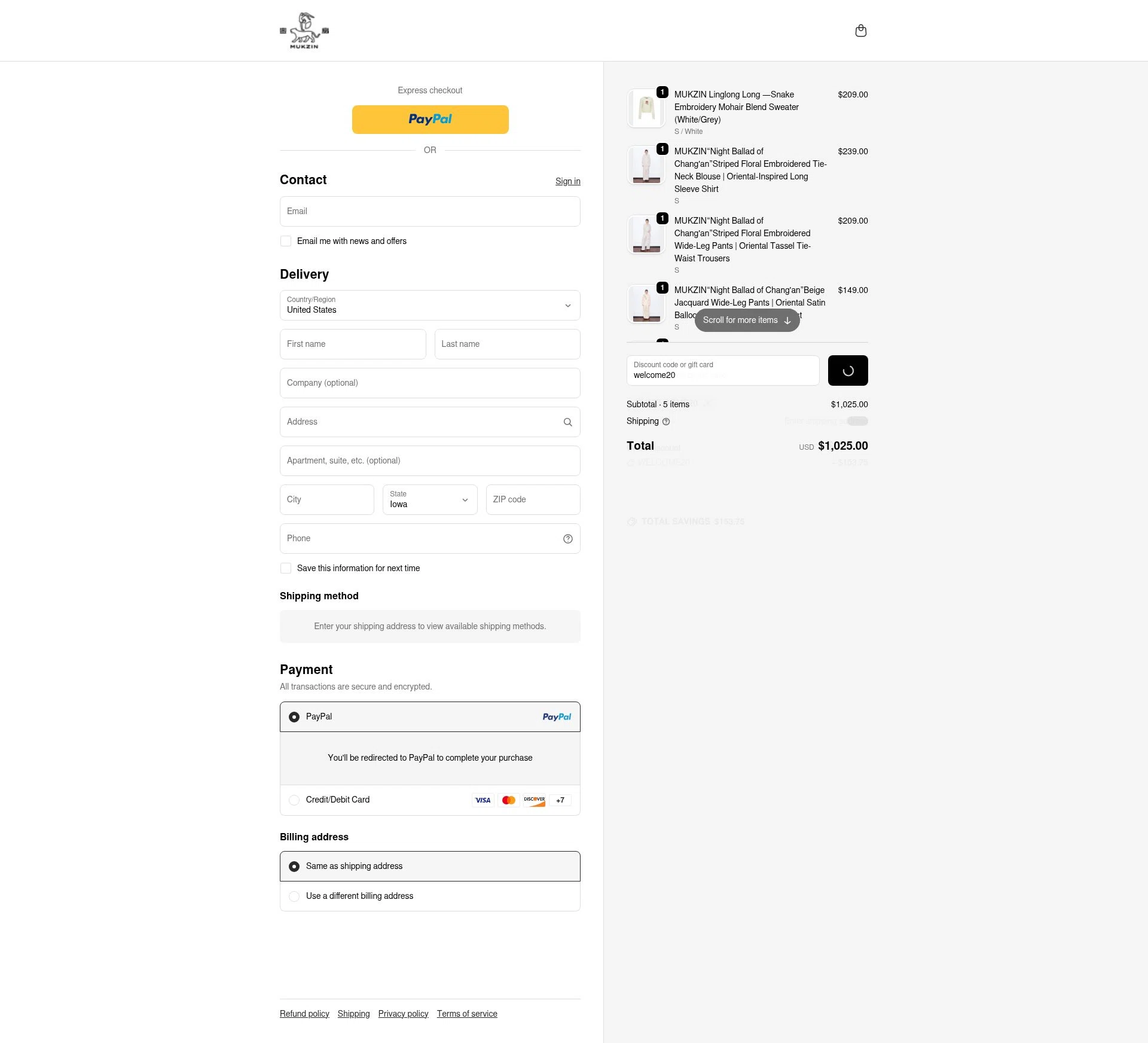 Mukzin checkout page showing Mukzin discount code box | Screenshot taken by SimplyCodes community member on Feb 18, 2026