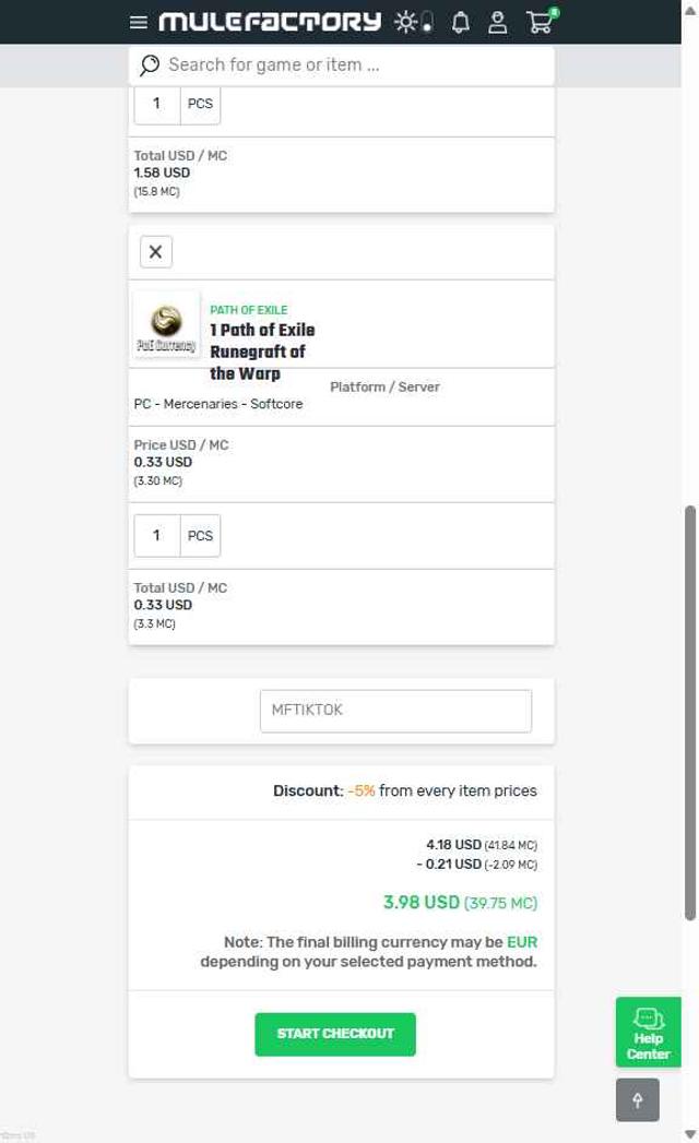 MuleFactory checkout page showing MuleFactory coupon code box | Screenshot taken by SimplyCodes community member on Aug 14, 2025