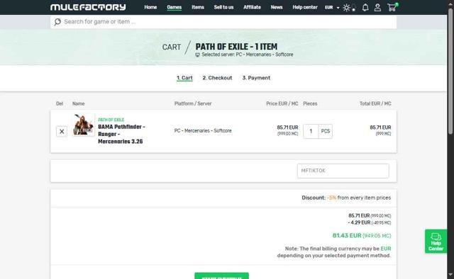 MuleFactory checkout page showing MuleFactory coupon code box | Screenshot taken by SimplyCodes community member on Aug 29, 2025