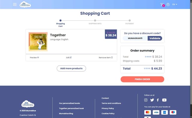 MUMABLUE checkout page showing MUMABLUE discount code box | Screenshot taken by SimplyCodes community member on Jul 15, 2025