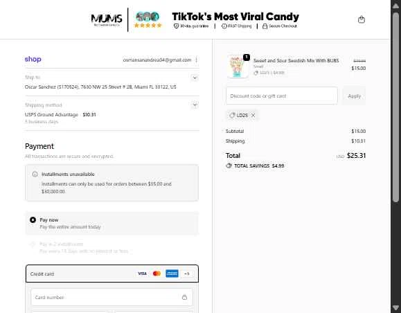 MUMS checkout page showing MUMS discount code box | Screenshot taken by SimplyCodes community member on Jan 4, 2026