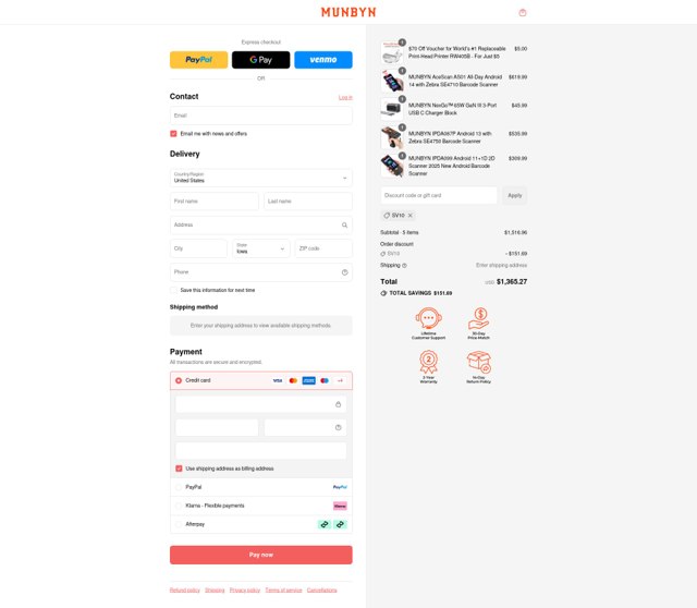 Munbyn checkout page showing Munbyn promo code box | Screenshot taken by SimplyCodes community member on Sep 1, 2025