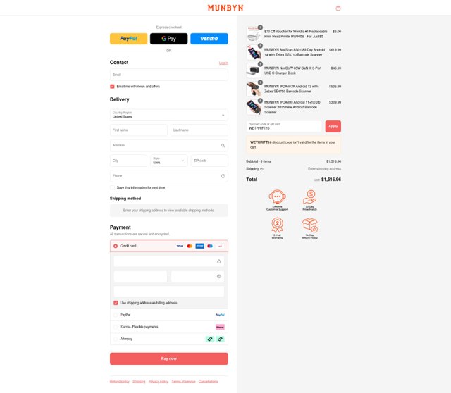 Munbyn checkout page showing Munbyn promo code box | Screenshot taken by SimplyCodes community member on Sep 1, 2025