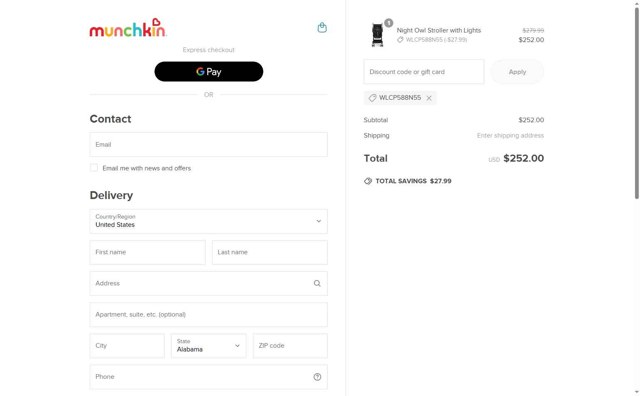 Munchkin checkout page showing Munchkin promo code box | Screenshot taken by SimplyCodes community member on Jun 12, 2025