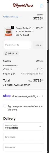 MP10 coupon verification screenshot