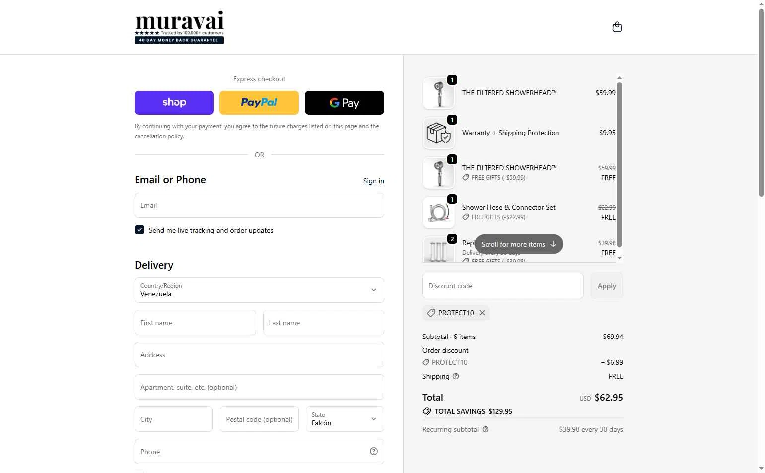 Muravai checkout page showing Muravai discount code box | Screenshot taken by SimplyCodes community member on Dec 15, 2025