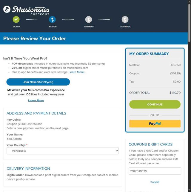 Musicnotes checkout page showing Musicnotes promo code box | Screenshot taken by SimplyCodes community member on Sep 2, 2025