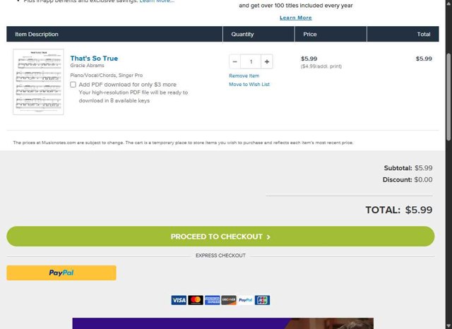 Musicnotes checkout page showing Musicnotes promo code box | Screenshot taken by SimplyCodes community member on Aug 13, 2025