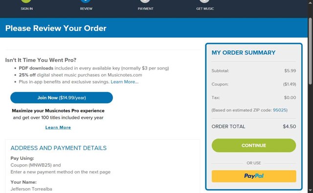 Musicnotes checkout page showing Musicnotes promo code box | Screenshot taken by SimplyCodes community member on Sep 2, 2025