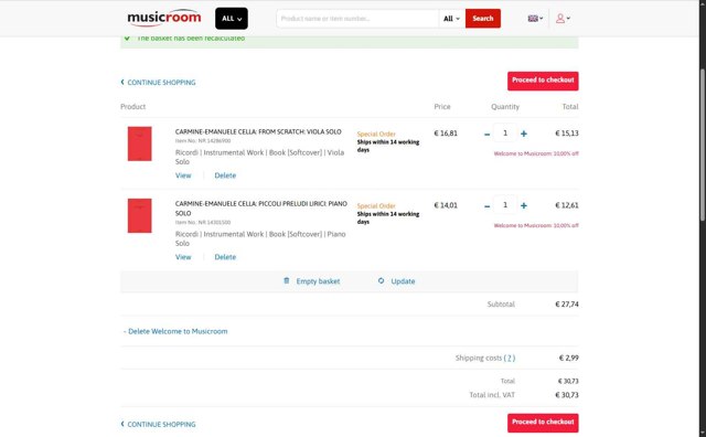 MusicRoom.com checkout page showing MusicRoom.com discount code box | Screenshot taken by SimplyCodes community member on Jul 15, 2025