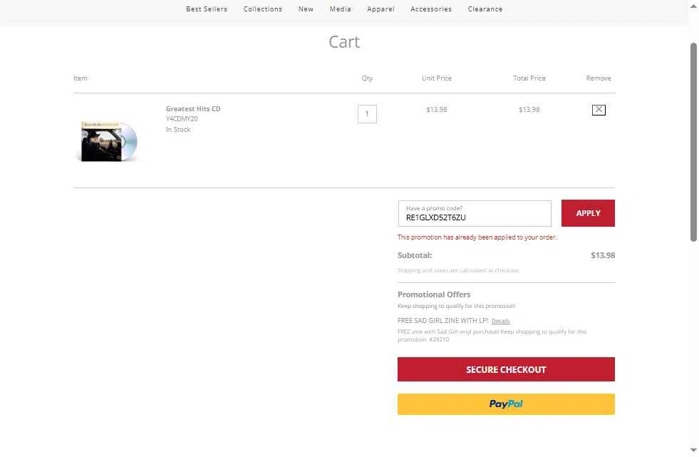 Musictoday checkout page showing Musictoday promo code box | Screenshot taken by SimplyCodes community member on Oct 28, 2025