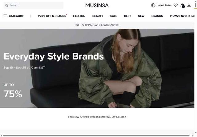 MUSINSA checkout page showing MUSINSA promo code box | Screenshot taken by SimplyCodes community member on Sep 15, 2025