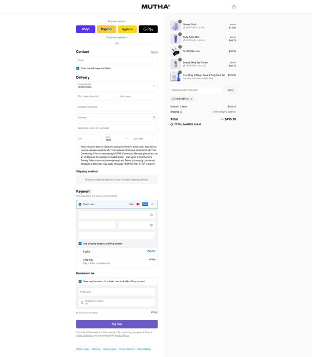 Mutha checkout page showing Mutha promo code box | Screenshot taken by SimplyCodes community member on Sep 14, 2025