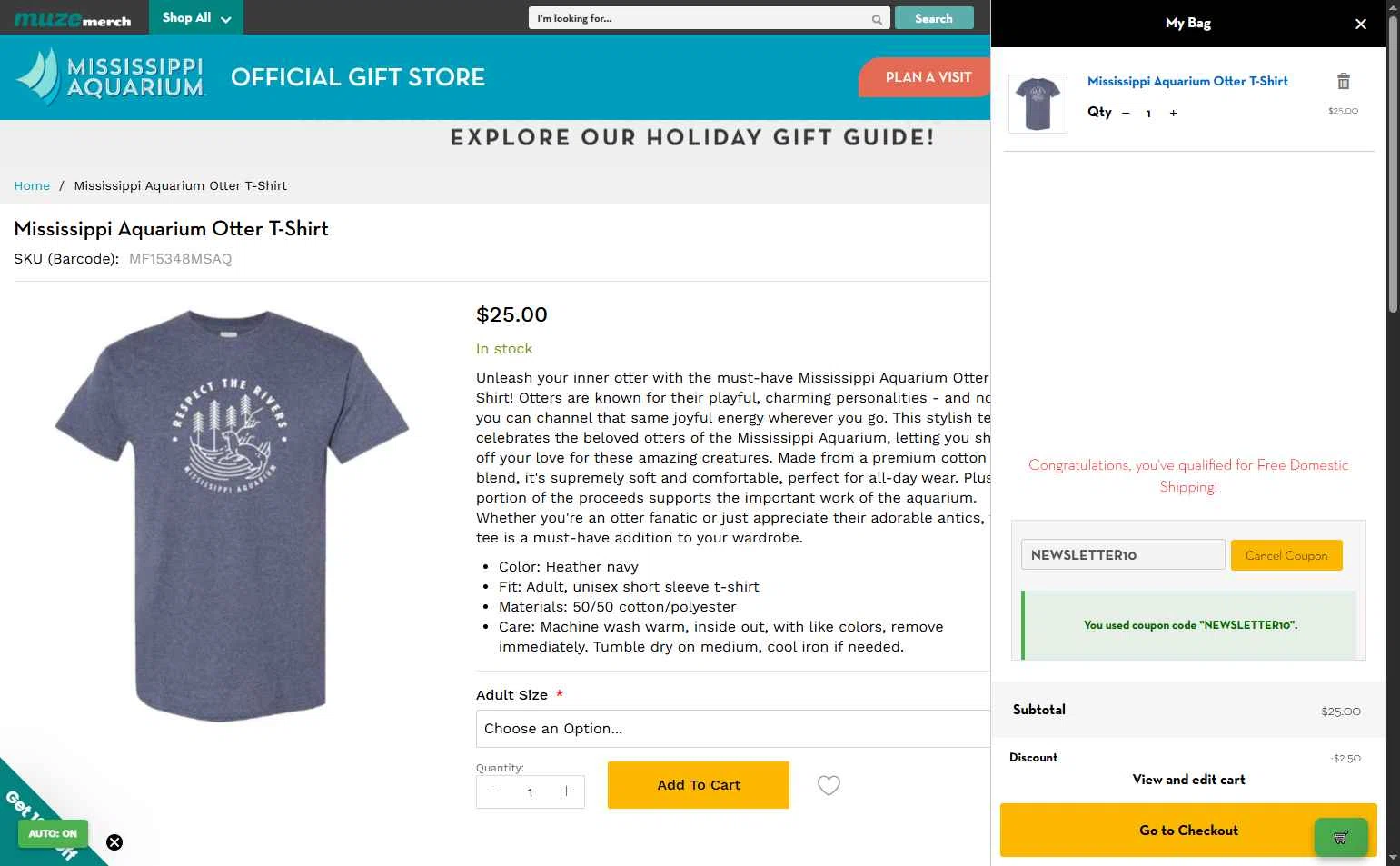 MuzeMerch checkout page showing MuzeMerch discount code box | Screenshot taken by SimplyCodes community member on Dec 9, 2025