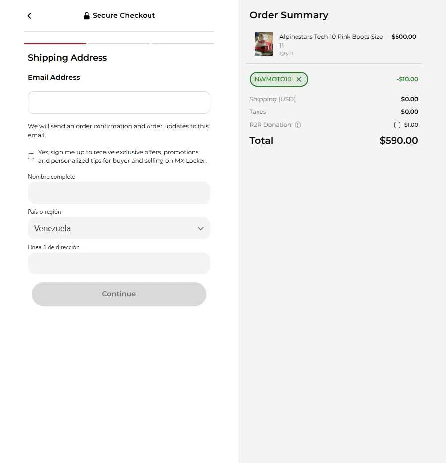 MX Locker checkout page showing MX Locker discount code box | Screenshot taken by SimplyCodes community member on Jan 22, 2026